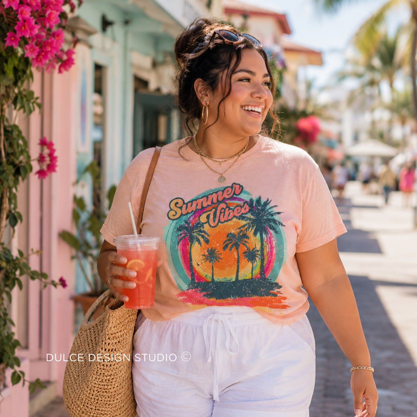 Retro Summer Vibes Tee – Tropical Sunset