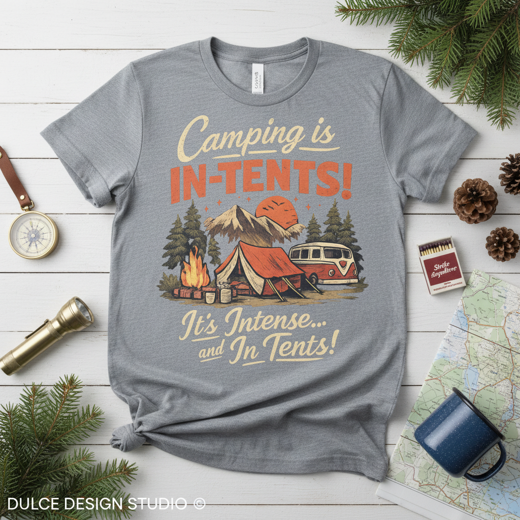Camping In Tents Tee - Funny Retro Camping Graphic