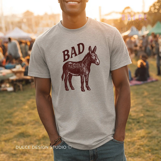 Bad Ass – Funny Retro Donkey Tee - Dulce Design Studio