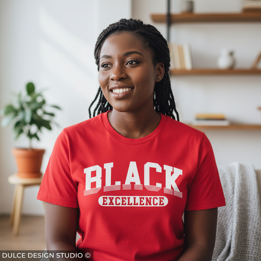 BLACK EXCELLENCE red shirt mockup
