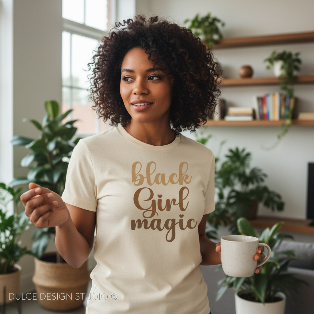 Black Girl magic cream shirt mockup