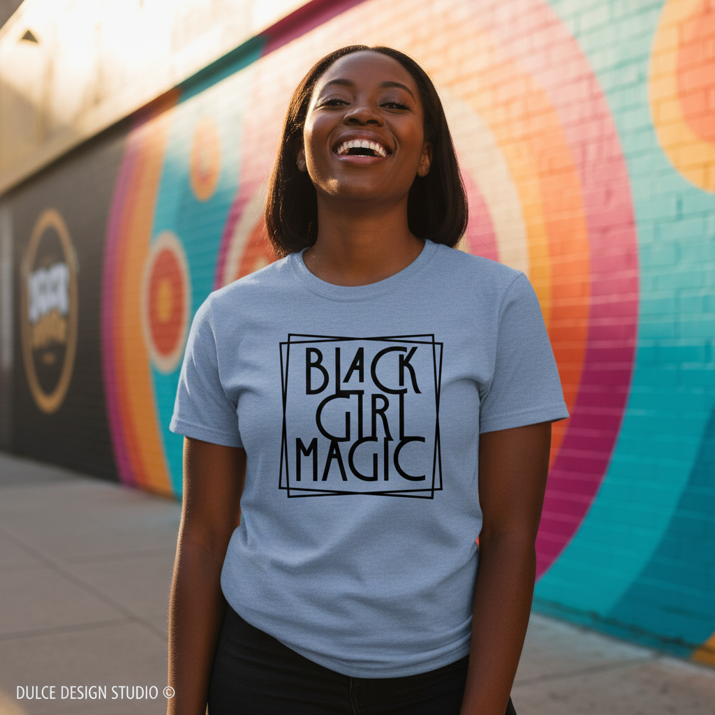 Black Girl Magic Heather Prism Blue Lifestyle Mockup