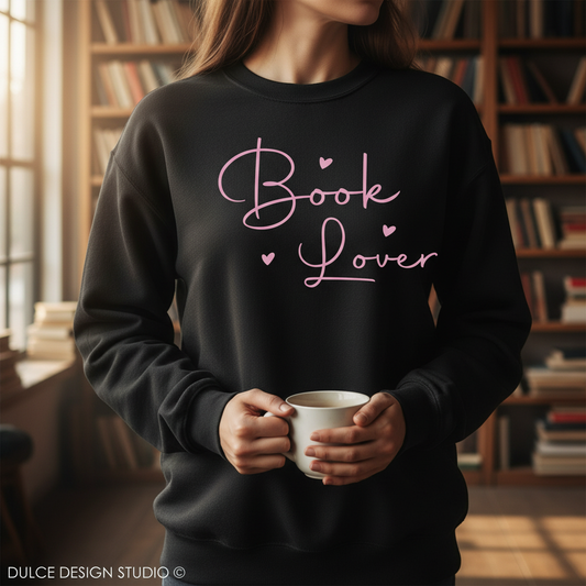 Book Lover Black Sweatshirt Lifestyle