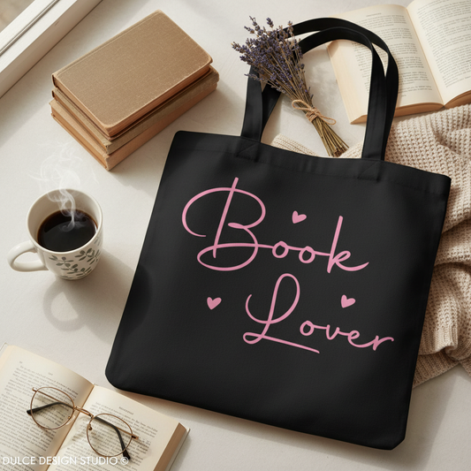 Book Lover Black Tote Mockup