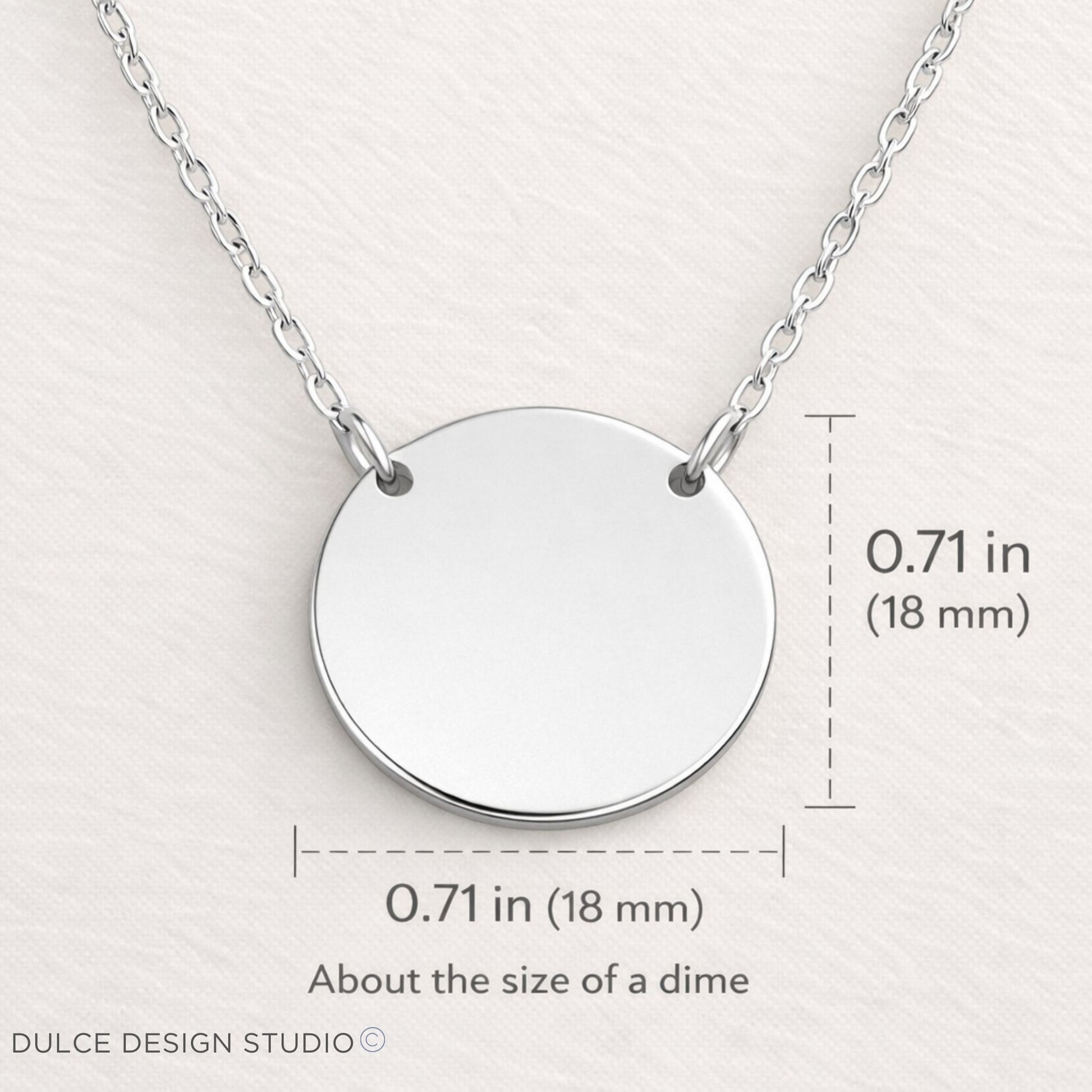 Engraved Round Nameplate Necklace | Personalized Circle Necklace - Dulce Design Studio