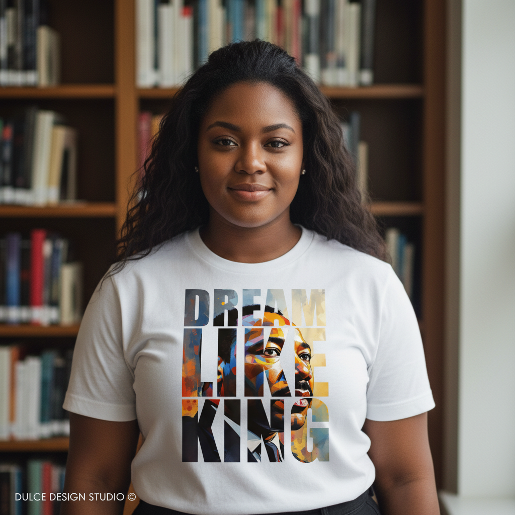 DREAM LIKE KING white shirt updated mockup