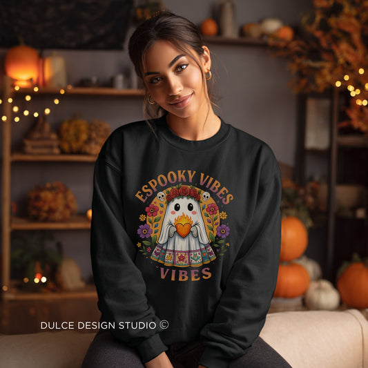 Espooky Vibes Sweatshirt – Cute Ghost Halloween Sweatshirt