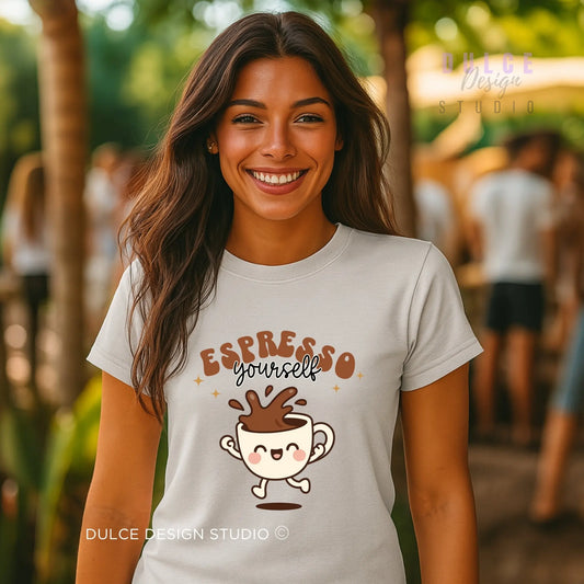 Espresso Yourself Happy Cup Graphic Tee -   Dulce Design Studio