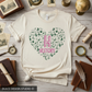 Flat lay of soft cream t-shirt with History heart design