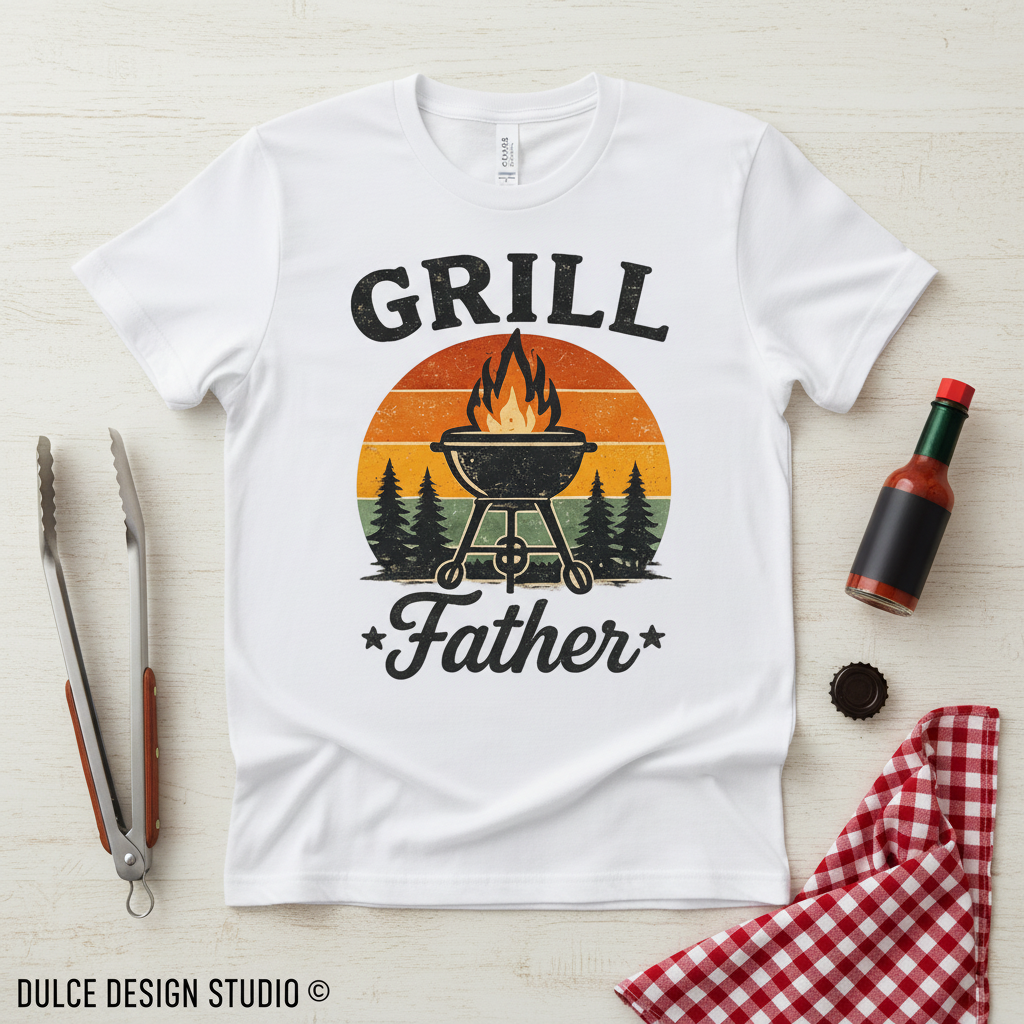 Grill Father Tee Vintage BBQ Dad Shirt