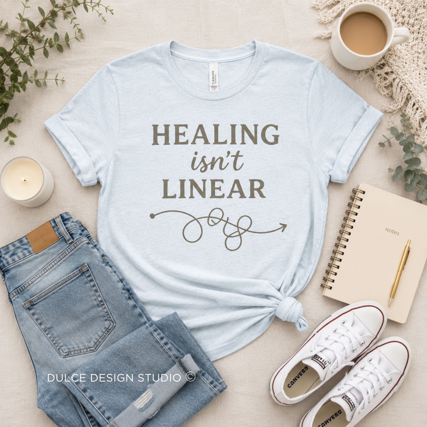 Healing Isn't Linear Tee – Self Care Graphic