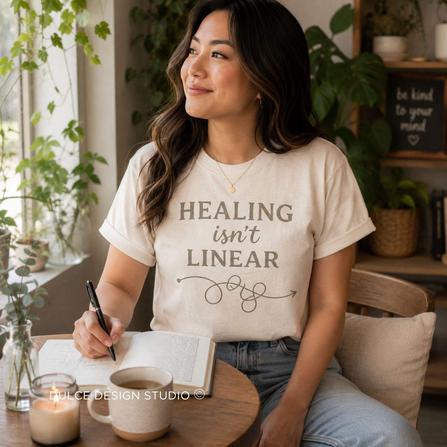 Healing Isn't Linear Tee – Self Care Graphic