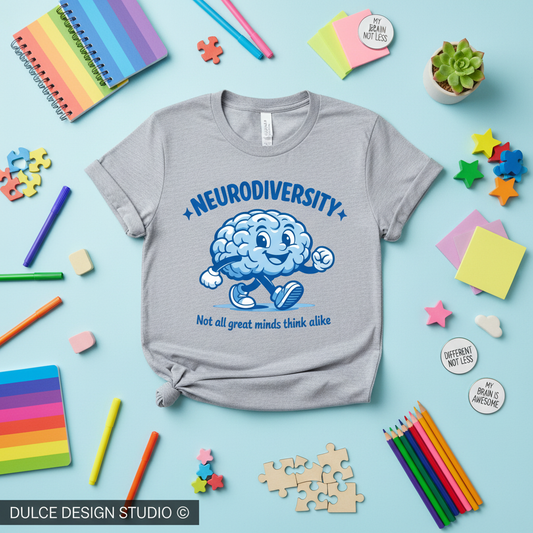 Heather Gray Neurodiversity Tee Bright Flat Lay