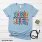 Heather Ice Blue Nurse Life tee flat lay