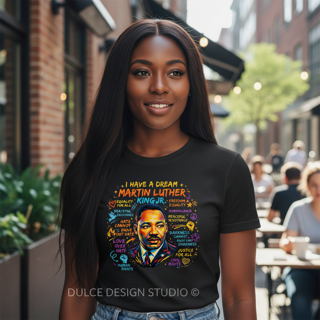 I HAVE A DREAM black shirt women's mockup correct design