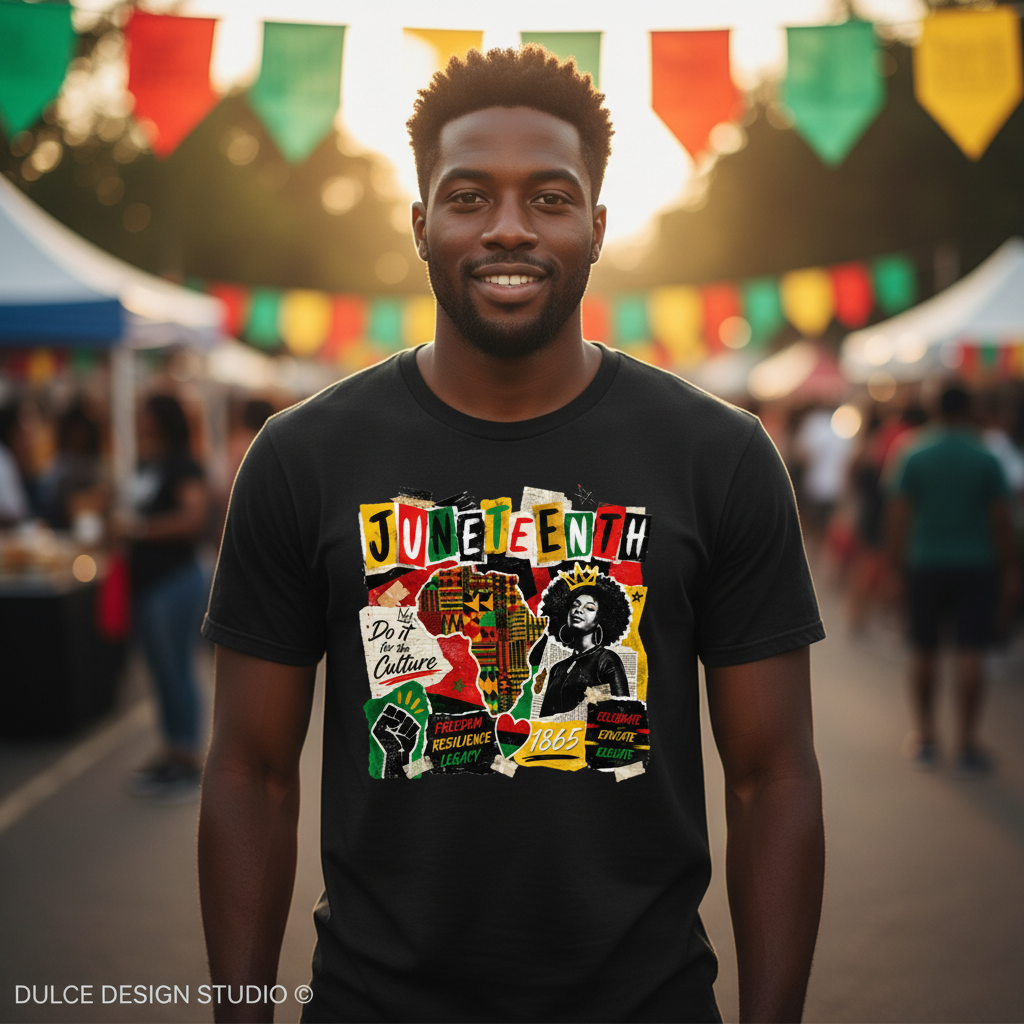 Juneteenth – Black Tee Men's Lifestyle Mockup Square