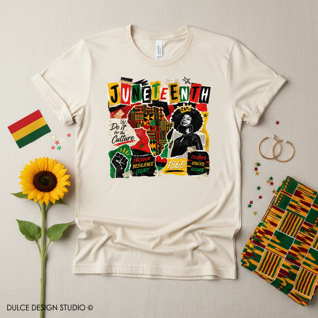 Juneteenth – Natural Tee Flat Lay