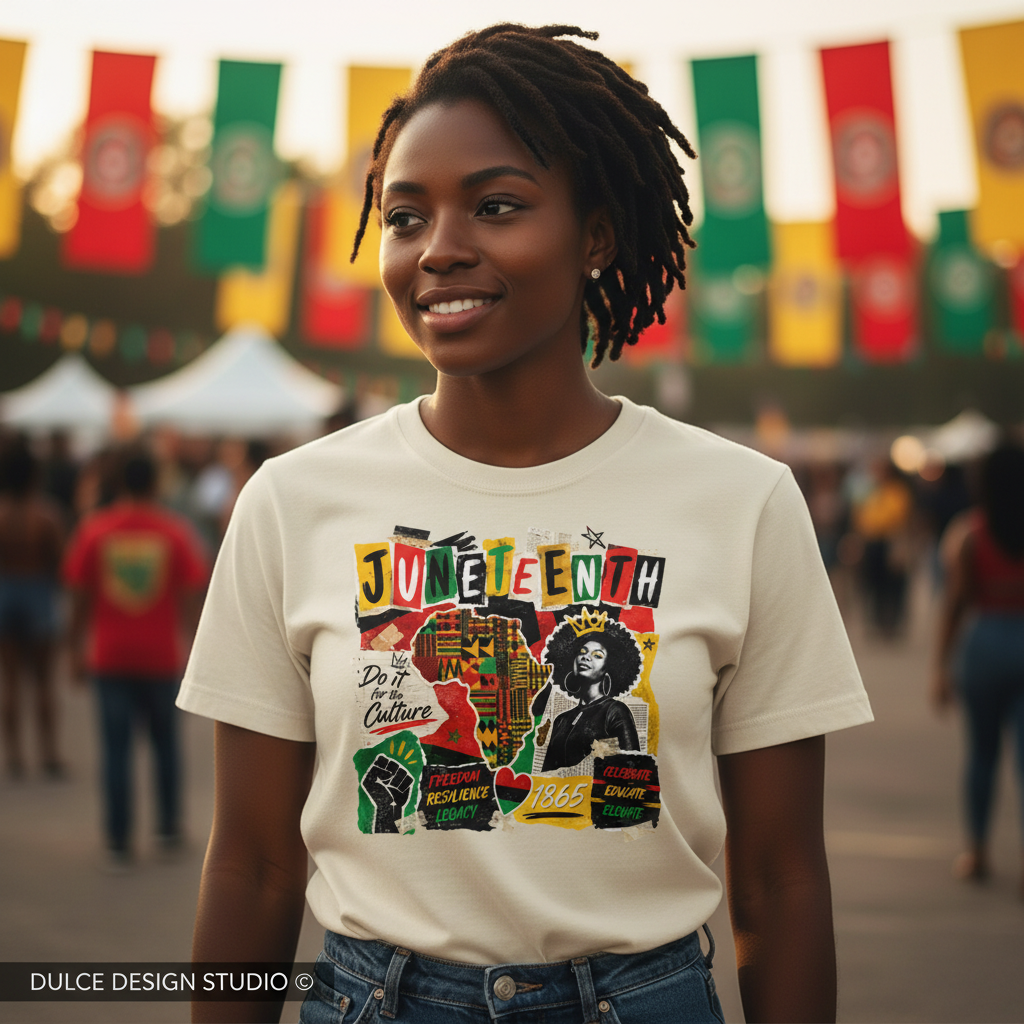 Juneteenth – Natural Tee Women's Lifestyle Mockup Square