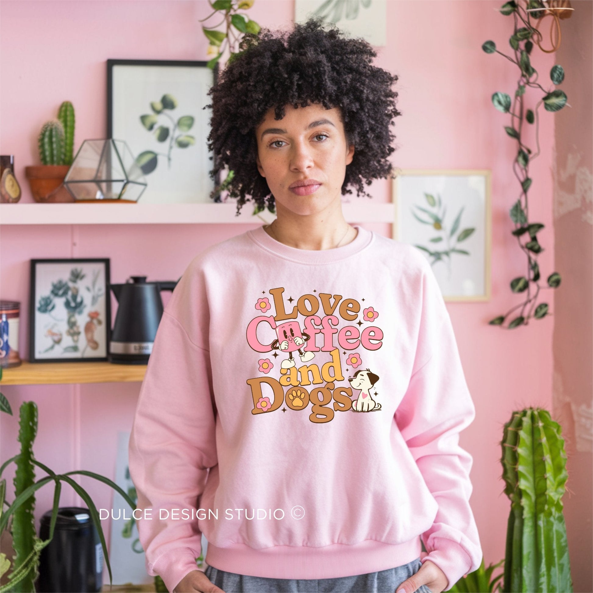 Love Coffee and Dogs Sweatshirt – Cozy Dog Mom Pullover-  - Dulce Design Studio