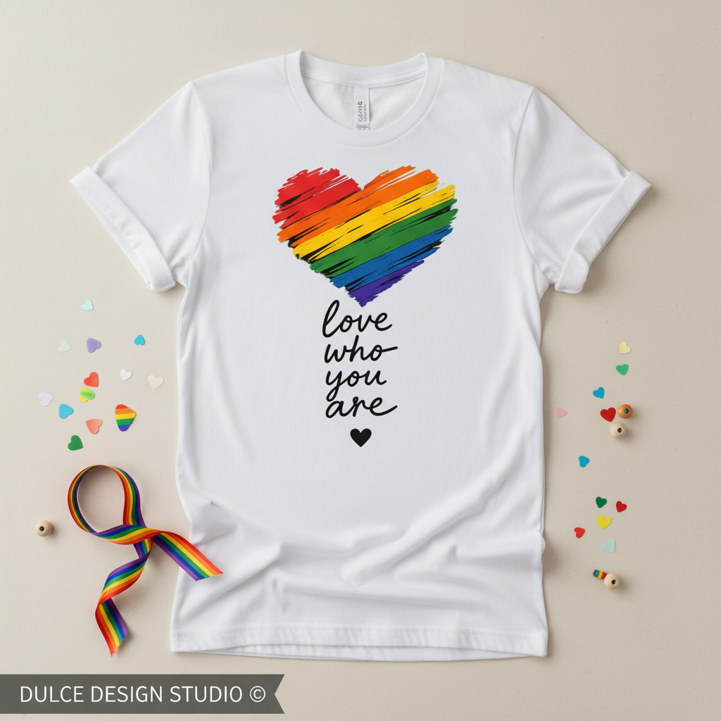 Love Who You Are - White Tee Flat Lay