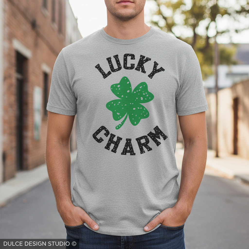 Lucky Charm Man Athletic Heather Neck Down
