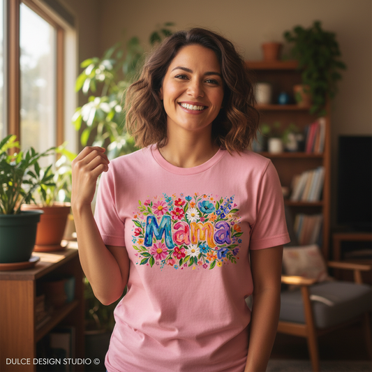 Mama Floral Soft Pink Tee Lifestyle