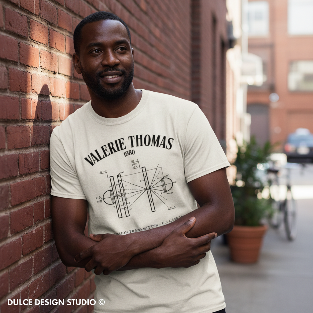Man wearing Vintage White Valerie Thomas Tee