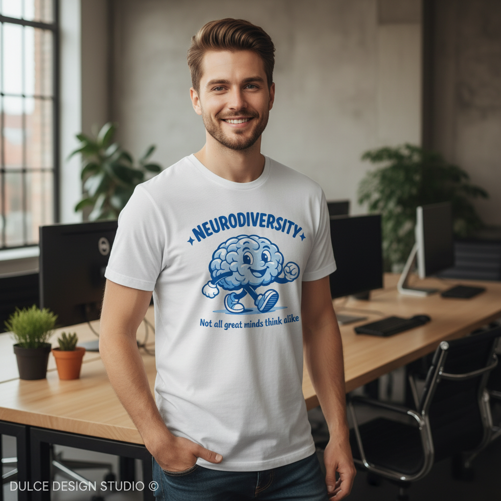 Man wearing White Neurodiversity Tee
