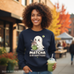 Matcha Ghost Navy crewneck lifestyle mockup