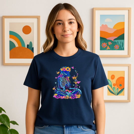 Neon Afterlife – Glowing Skeleton Garden Comfort Colors Tee - Dulce Design Studio