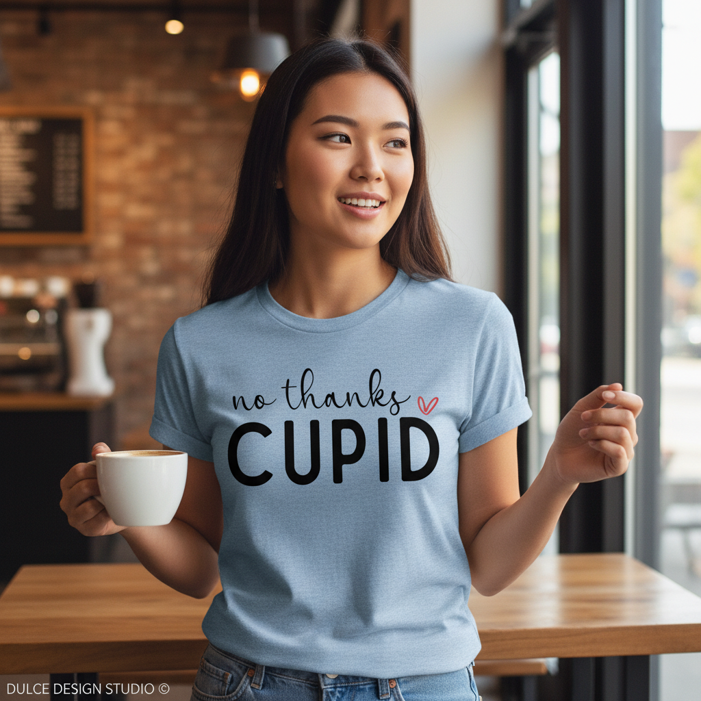 no thanks CUPID heather prism blue shirt mockup