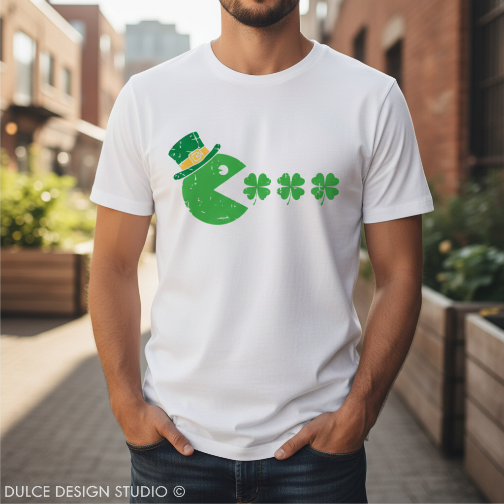 Pac-Man Shamrock Man White