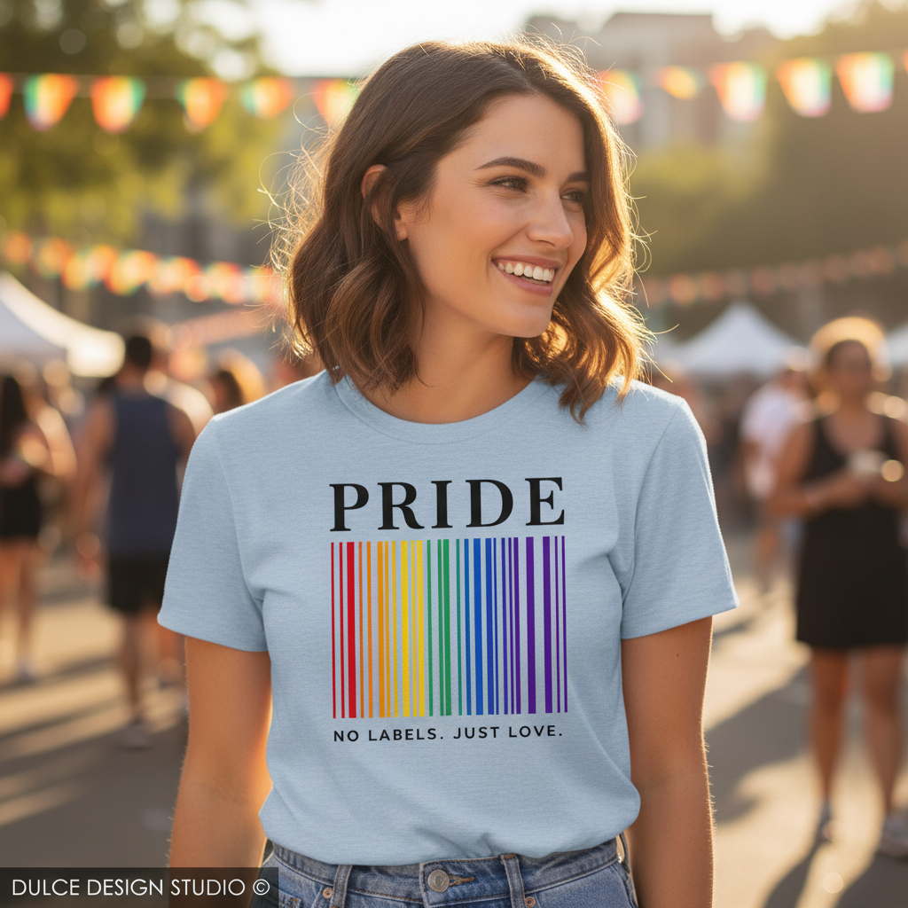 PRIDE No Labels Just Love - Heather Ice Blue Lifestyle Mockup