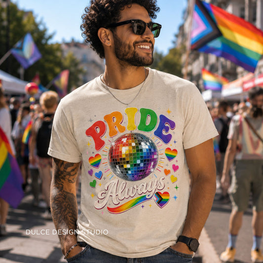 Pride Always Disco Ball Pride Tee