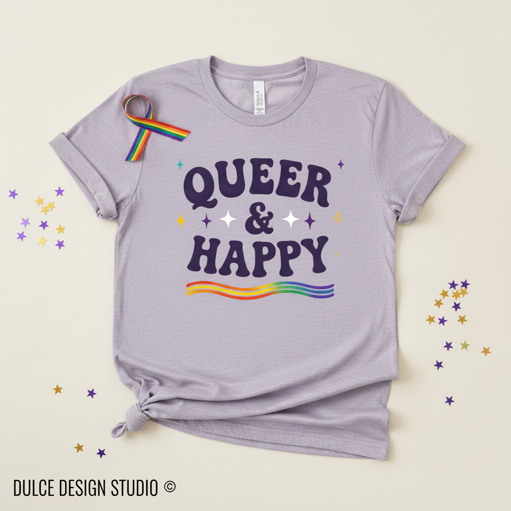 Queer & Happy - Heather Prism Lilac Flat Lay