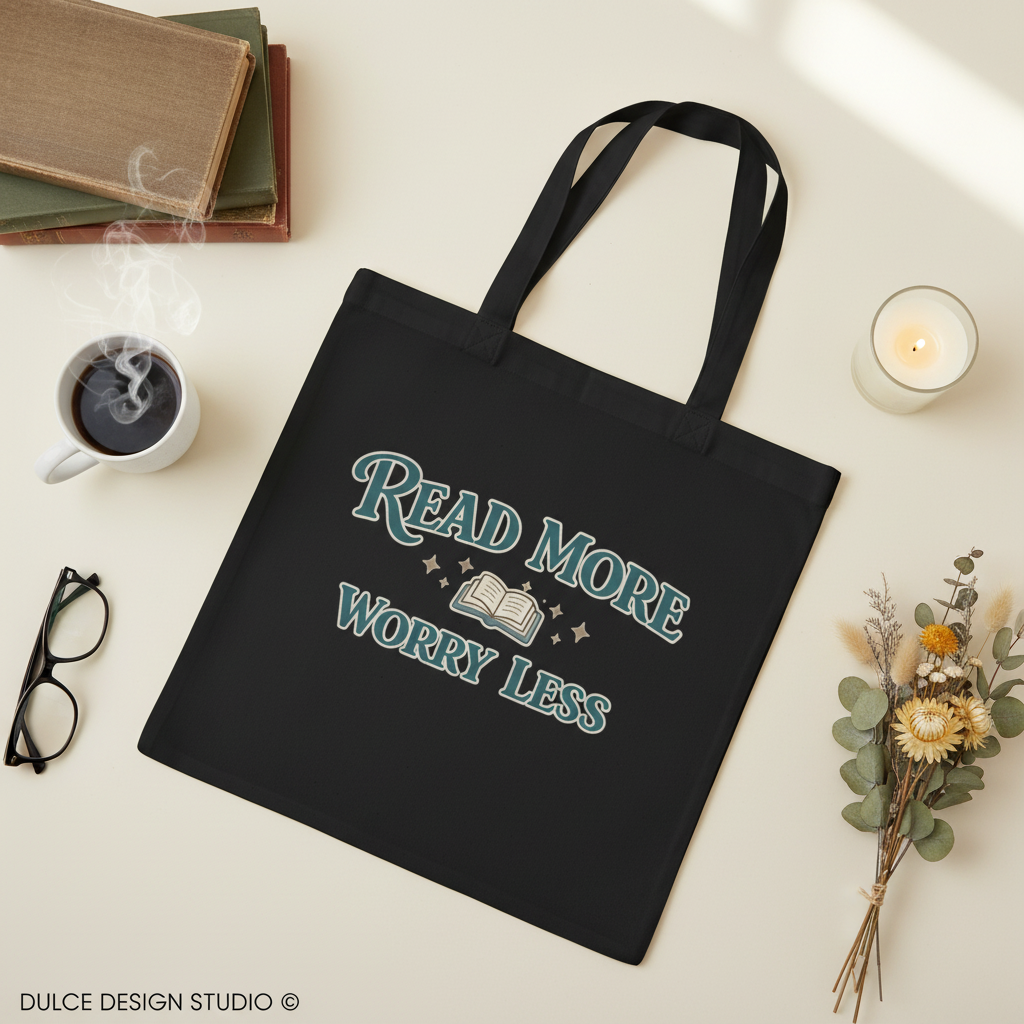 Read More Worry Less Black Tote