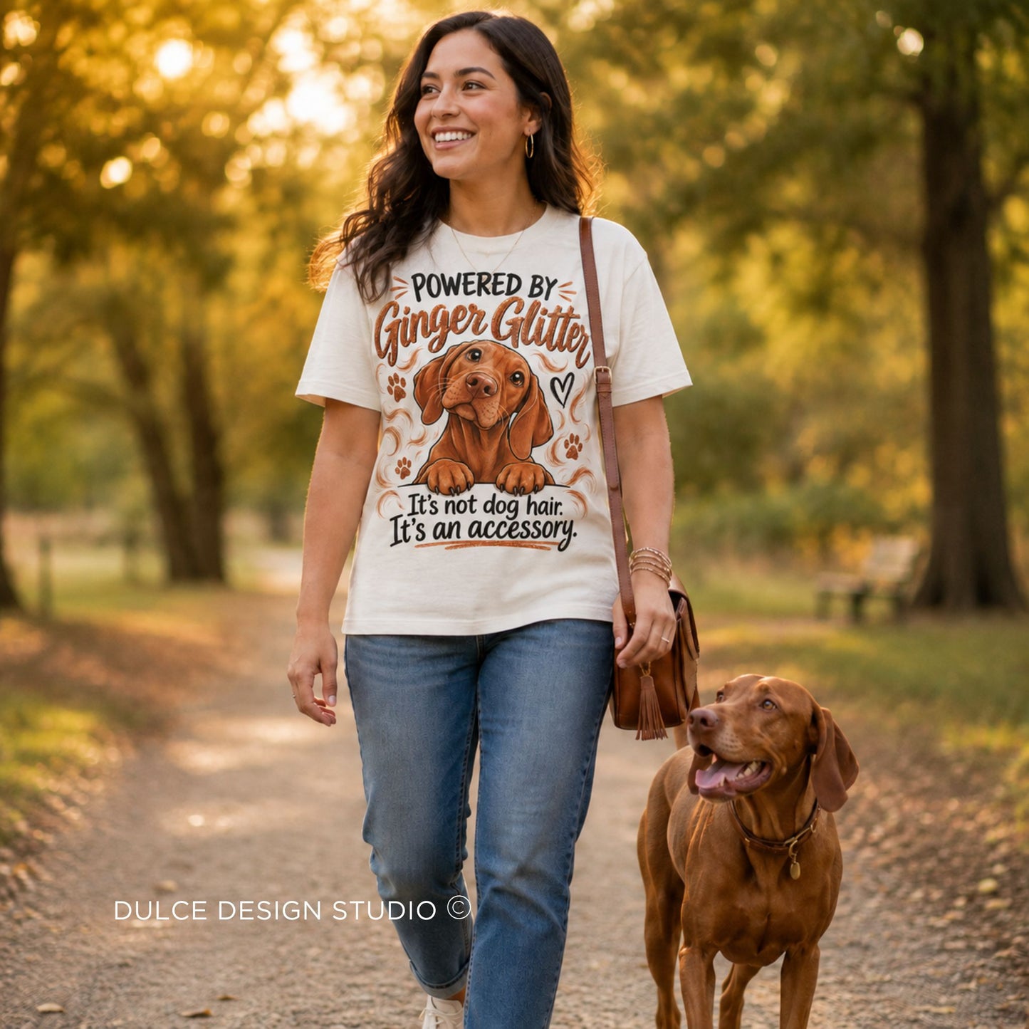 Powered by Ginger Glitter Vizsla Comfort Colors Tee