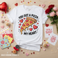 White Pizza My Heart Tee Flat Lay