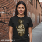 Woman wearing black Bella Canvas 3001 t-shirt