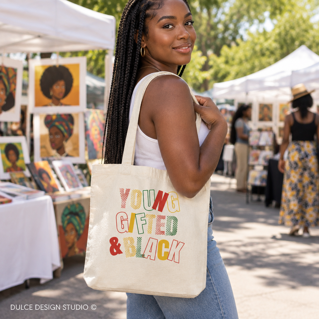 Young Gifted & Black natural canvas lifestyle mockup