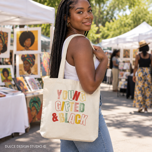 Young Gifted & Black natural canvas lifestyle mockup